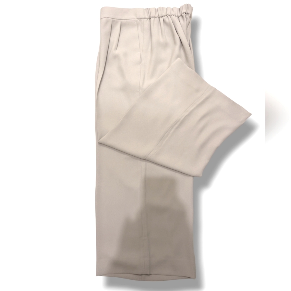 J. Crew Wide-Leg High Rise Crop Pant 365 Crepe Pleated Trousers Oyster Grey- 12T - Picture 3 of 9